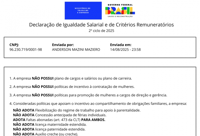 Relatório de Transparência Salarial - 2º ciclo 2025.